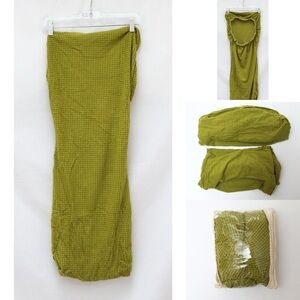 Set of 2 textured olive green pillowcases maximalism accent decor textile 70s
